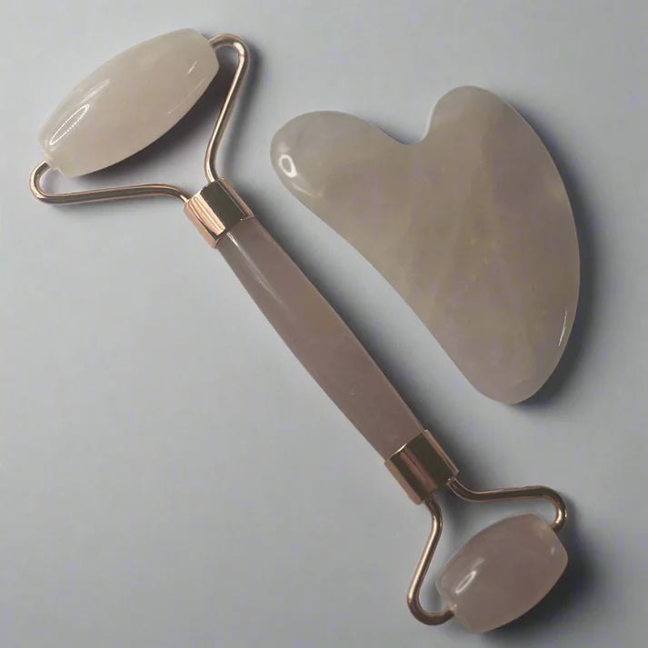 Rose Quartz Gua Sha + Facial Roller Set