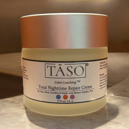 TASO Total Nighttime Repair Creme for Face, Neck, Decollete & Hands 2oz